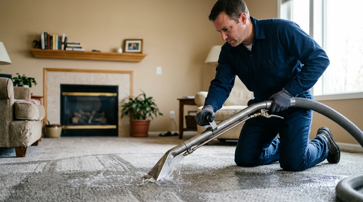 Water damage restoration technician working near Holloway, MN